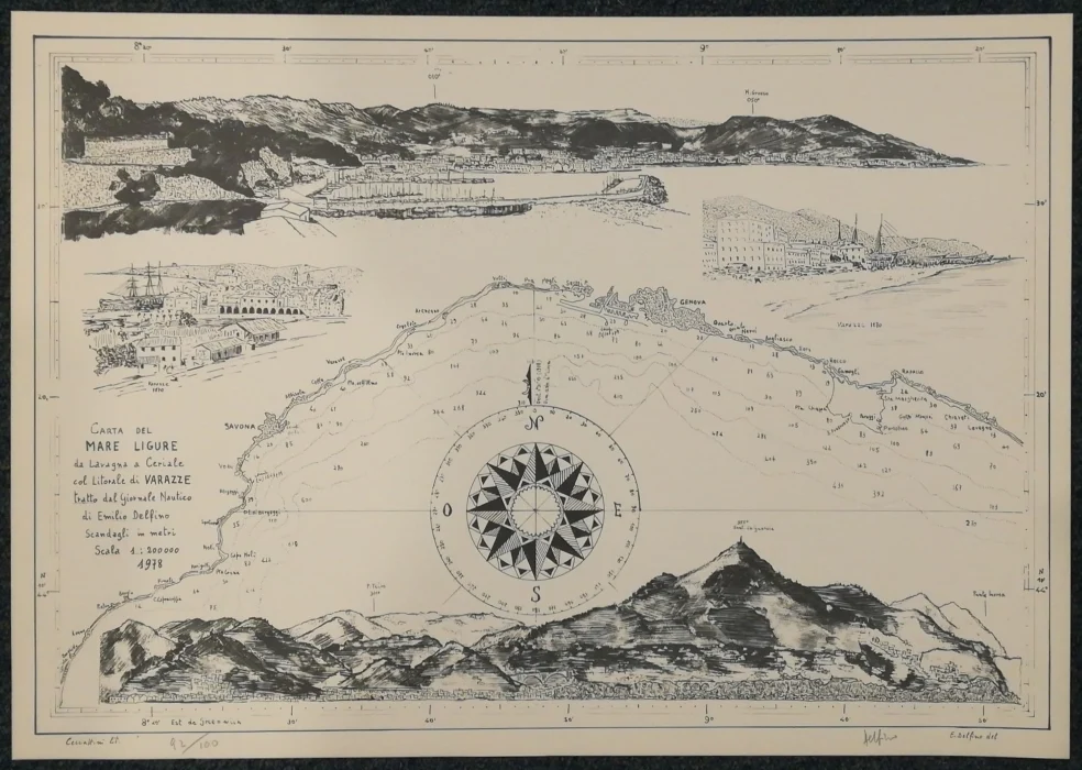 carta – mare ligure – da lavagna a ceriale col litorale di varazze (1978) - Arredamento marinaresco