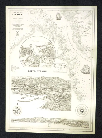 carta – sardegna parte settentrionale da punta vignola a capo comino e litorale della costa orientale da isola tavolara a punta sant’anna – porto ottiolu (1990) - Arredamento marinaresco