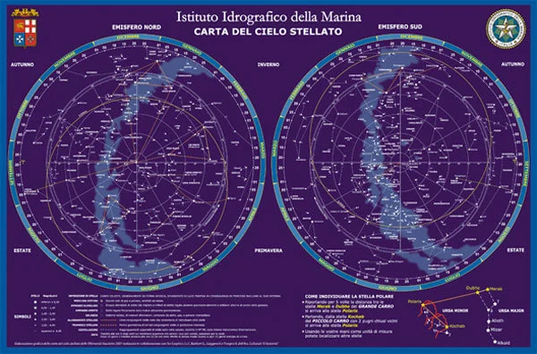 carta del cielo stellato - Carte nautiche, da pesca…
