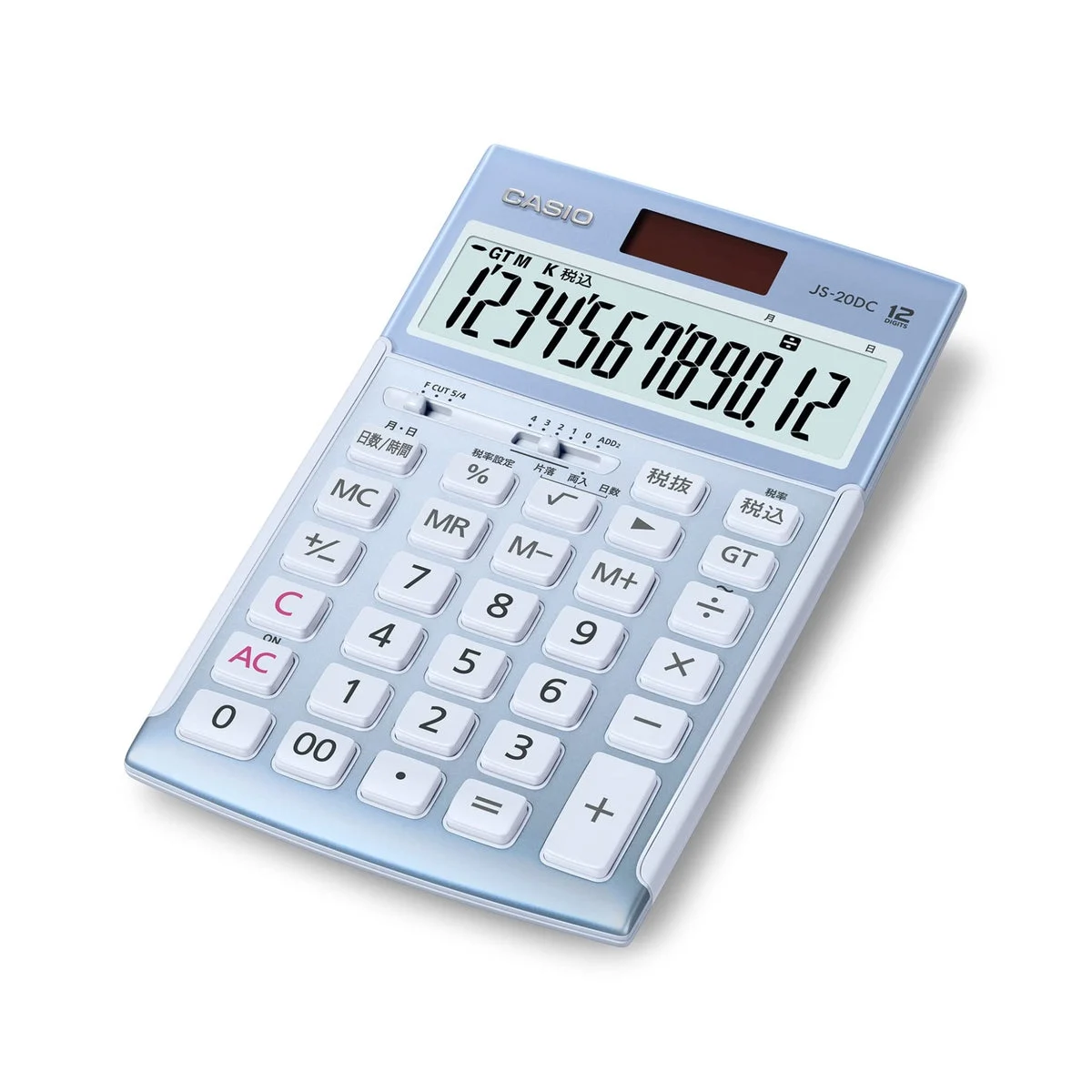 Casio Calcolatrice da tavolo 12 cifre con calcolo giorno/ora JS-20DC-BU-N blu