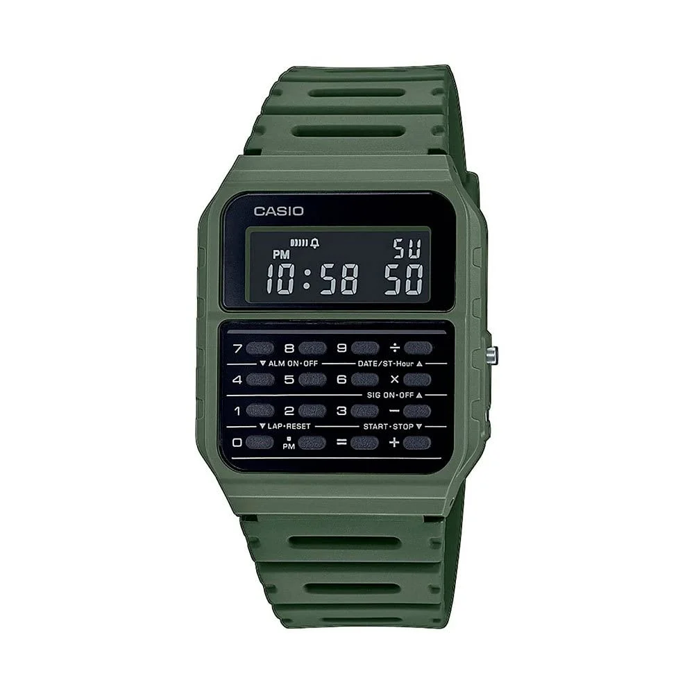 Casio CA-53WF orologio digitale con calcolatrice Databank verde oliva