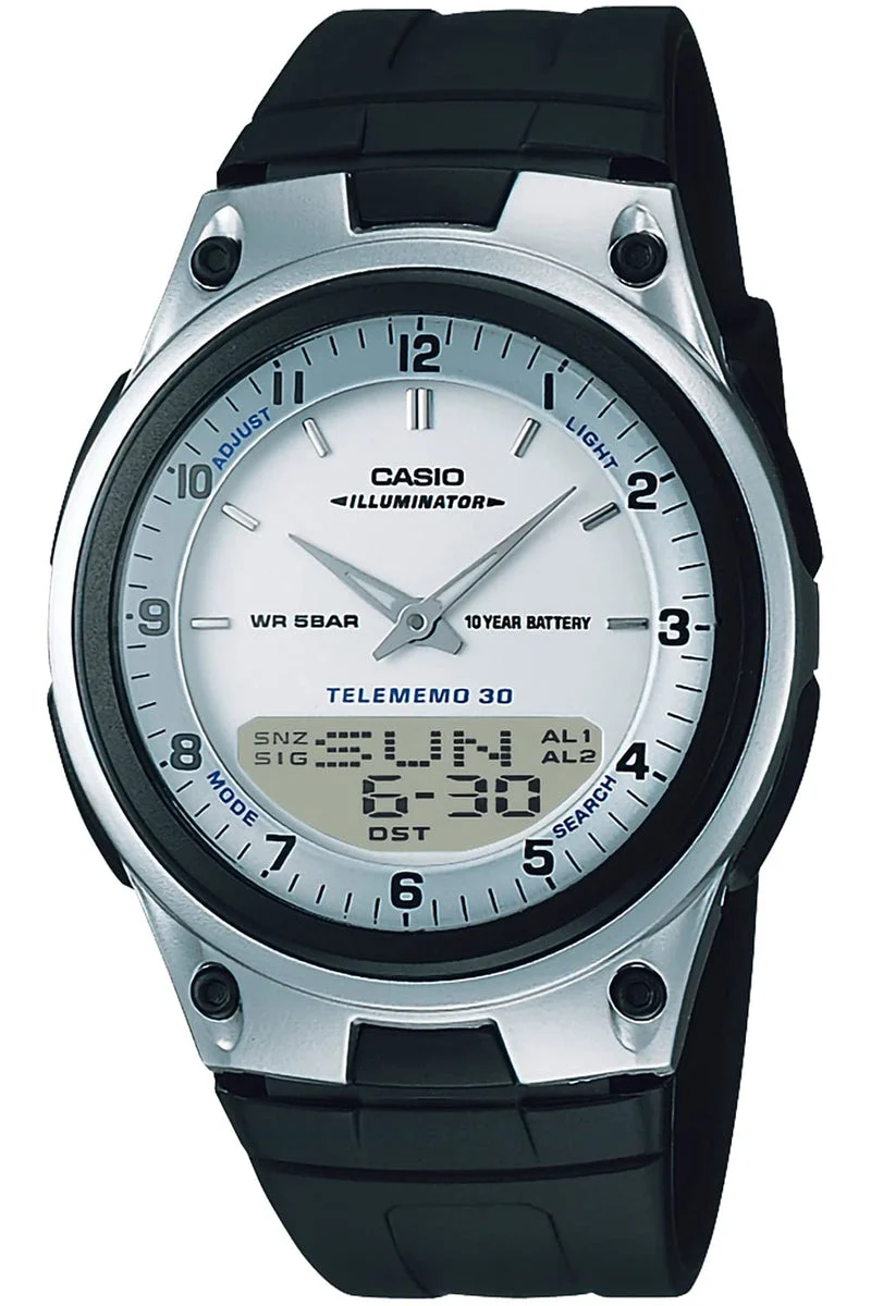 Casio Orologio Digitale Analogico AW-80-7AJH Uomo Waterproof 5 ATM Nero
