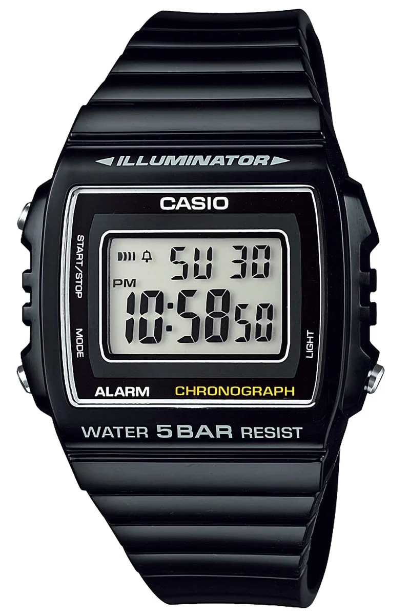 CASIO Collection orologio digitale da uomo 5 ATM, luce LED W-215H-1AJH nero
