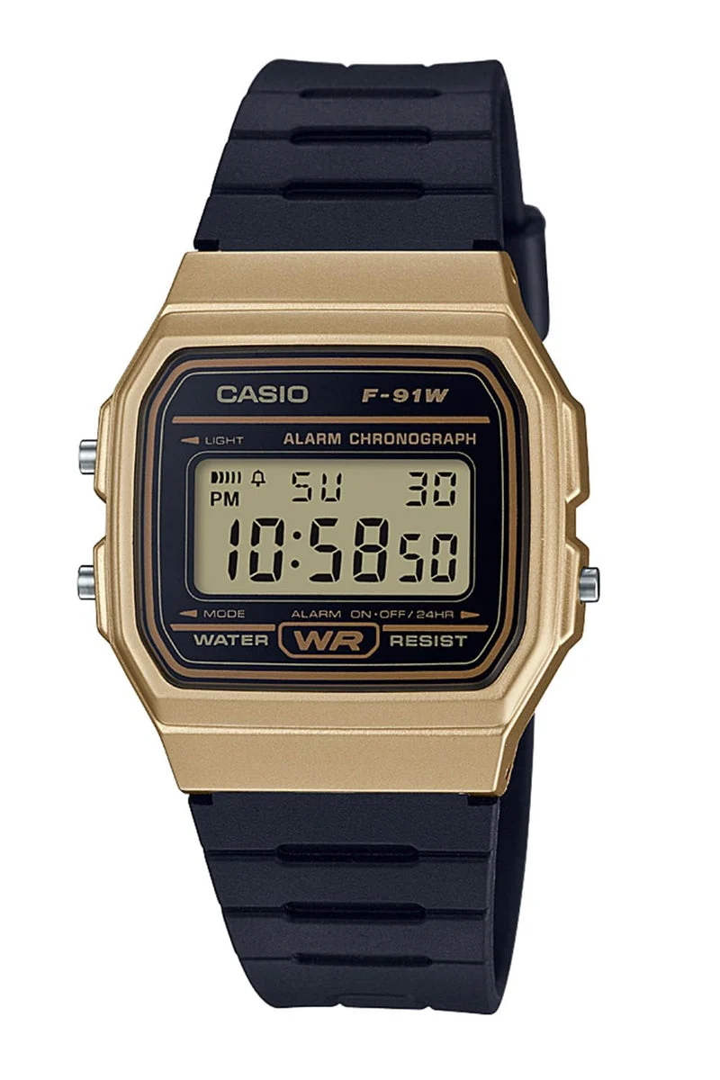 CASIO Orologio Digitale F-91WM-9AJH Uomo Nero Oro Made in Japan