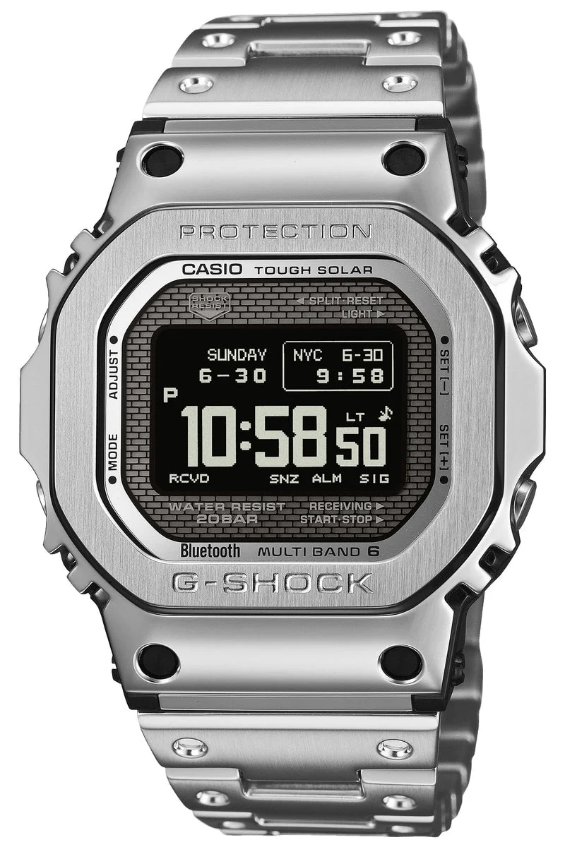CASIO G-Shock Full Metal Bluetooth Solar Radio MIP LCD Men's Silver Watch
