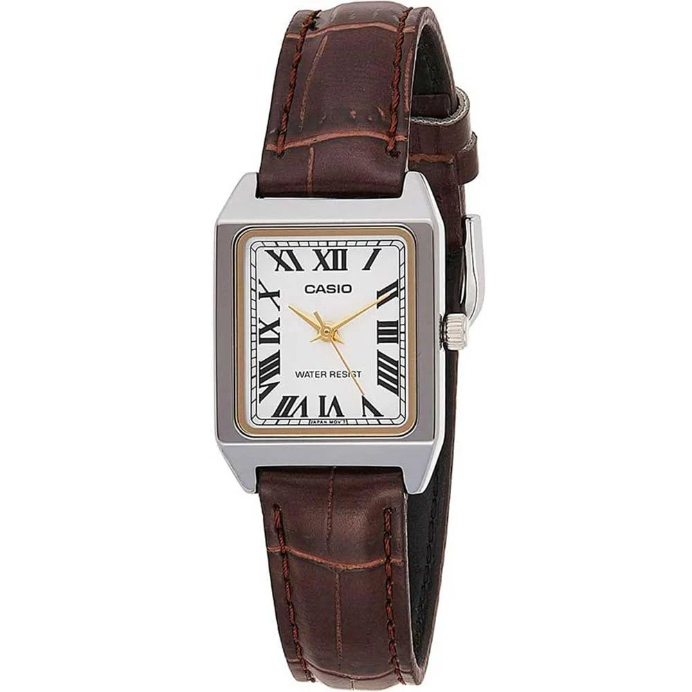 Casio Collection LTP-V007L-7B2UDF orologio donna rettangolare cinturino pelle bianco