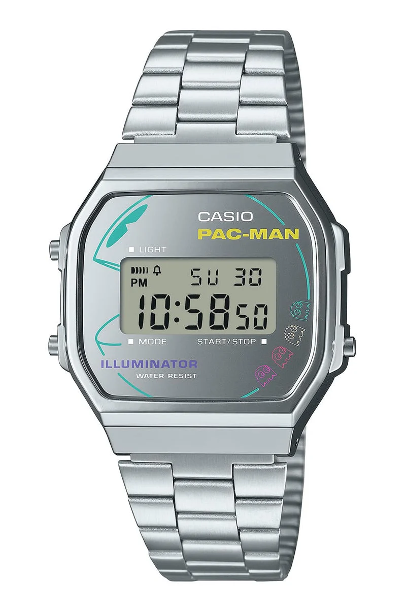 CASIO PAC-MAN Classic Digital Watch A168WEPC-7AJR Made in Japan Silver Biomass Plastic