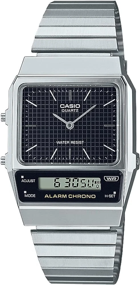 Casio AQ-800E-1A orologio digitale-analogico vintage argento Standard
