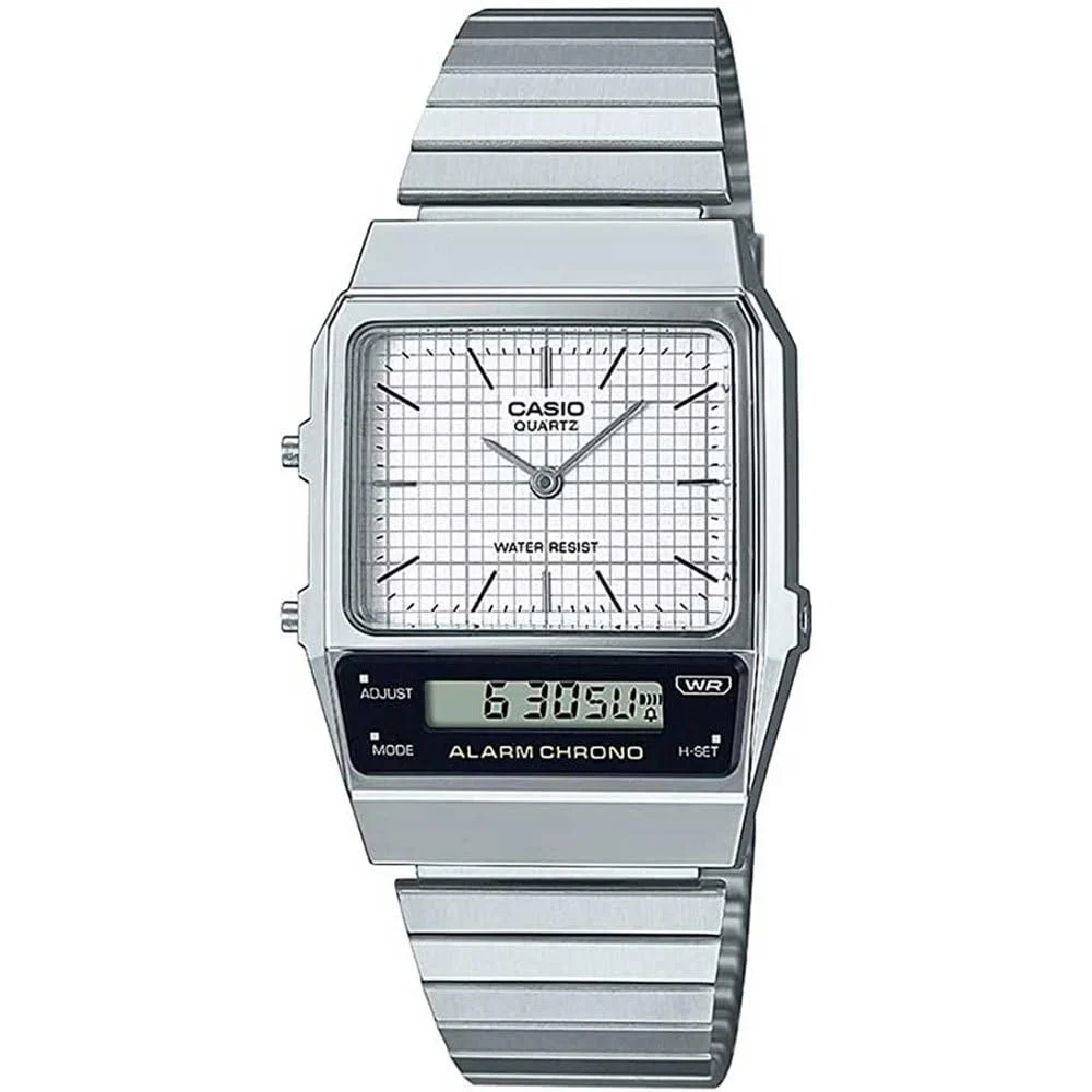 Casio Vintage orologio uomo analogico-digitale AQ-800E-7ADF argento