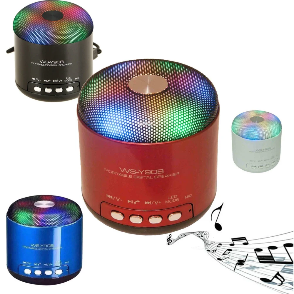 CASSA PORTATILE BLUETOOTH MP3 VIVAVOCE LED MICROSD ALTOPARLANTE RADIO FM WS-Y90B