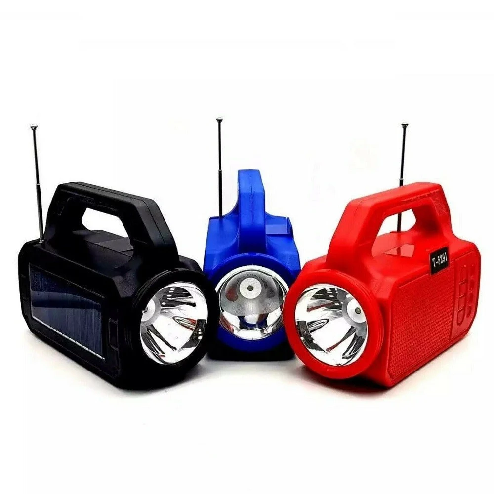 CASSA PORTATILE BLUETOOTH RADIO USB MICROSD 5W PANNELLO SOLARE TORCIA LED T-5291
