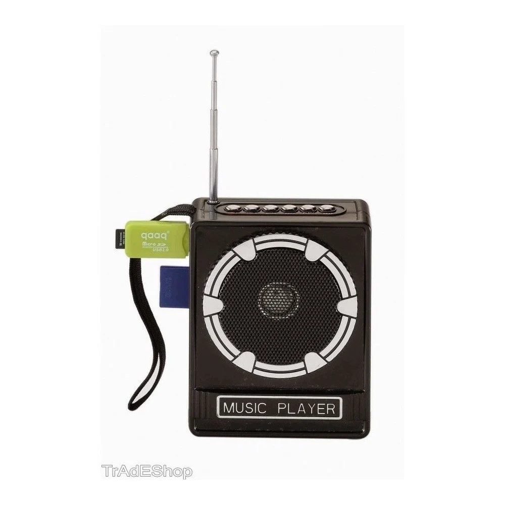 CASSA SPEACKER PORTATILE CON RADIO FM PORTA USB LETTORE SCHEDA SD USCITA AUX MP3 - TrAdE Shop Traesio