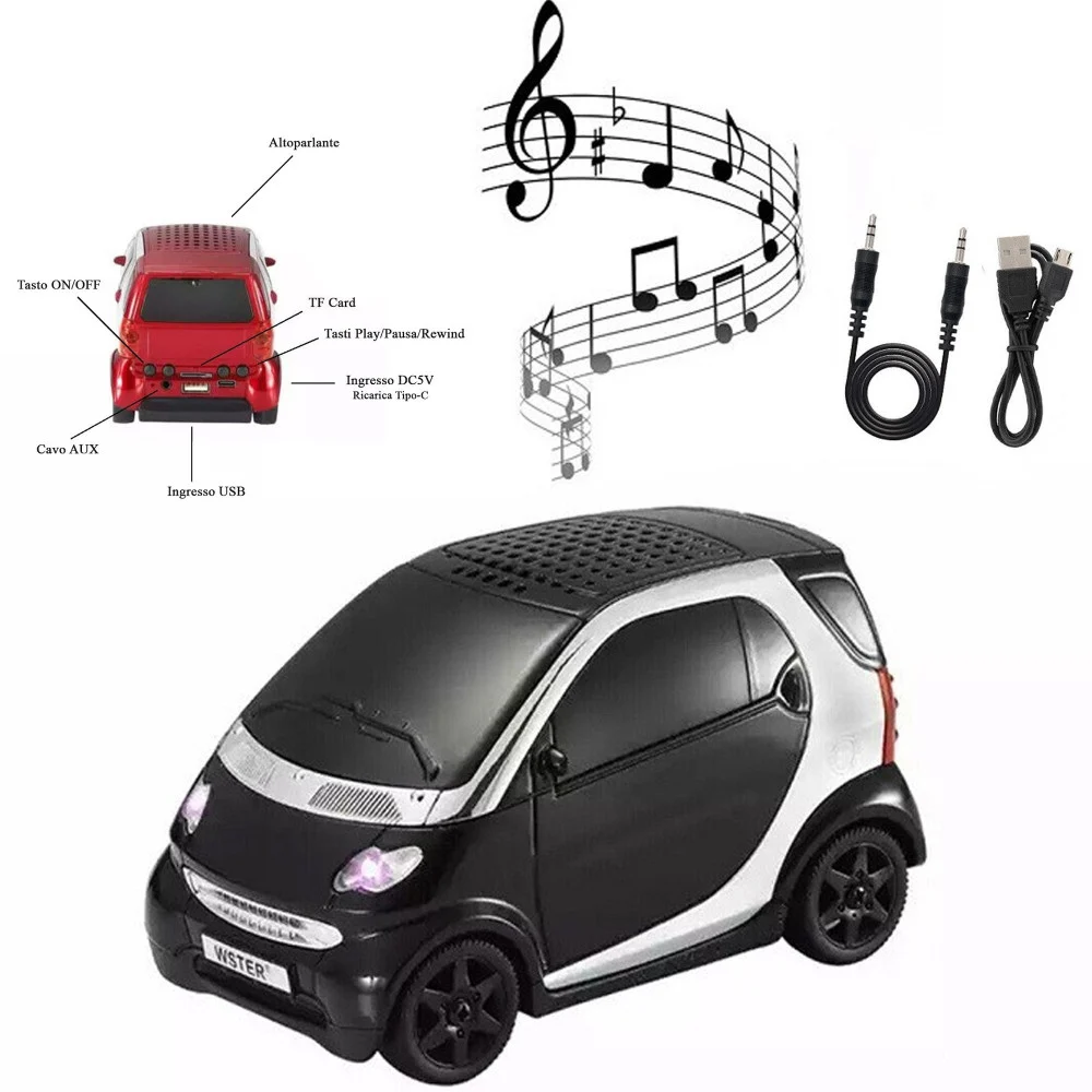 CASSA SPEAKER BLUETOOTH FORMA AUTO SMART STEREO TF USB AUX PORTATILE LED Q-YX233