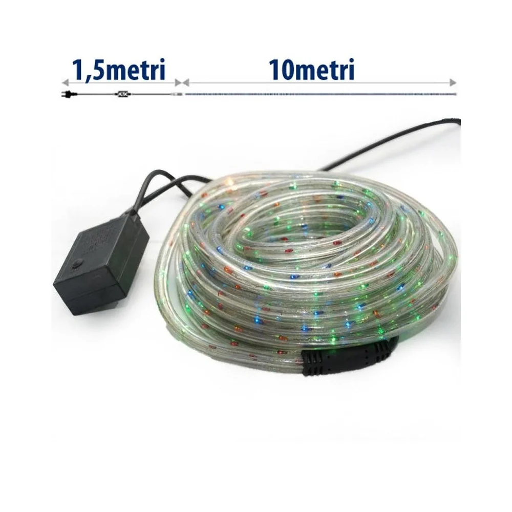 TUBO LUMINOSO NATALIZIO 10 METRI MULTICOLOR 240 LUCI CON CONTROLLER 8 FUNZIONI - TrAdE Shop Traesio