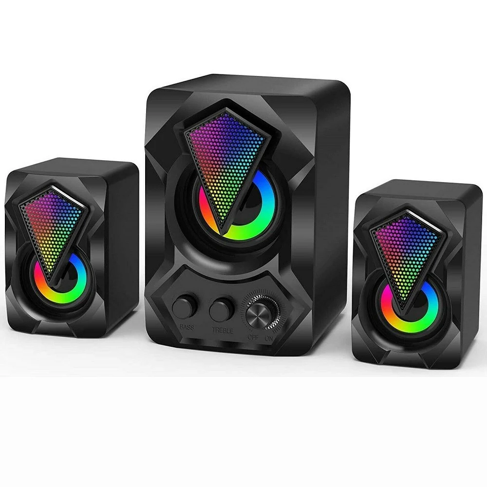 CASSE AUDIO 2.0 AUX USB ALTOPARLANTI SUBWOOFER RGB PER PC NOTEBOOK 5+3 W AB-D391
