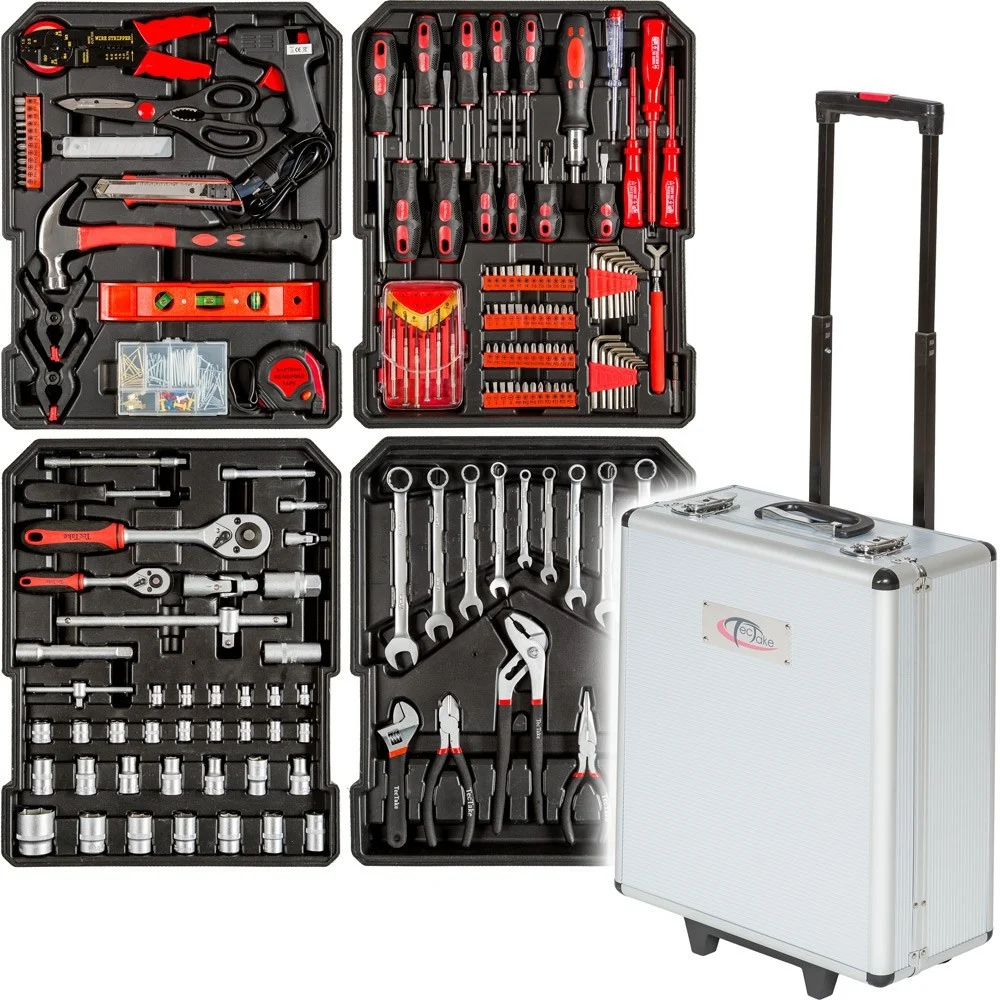 CASSETTA ATTREZZI A TROLLEY OFFICINA PORTATILE CON 187 UTENSILI 4 SCOMPARTI - TrAdE Shop Traesio