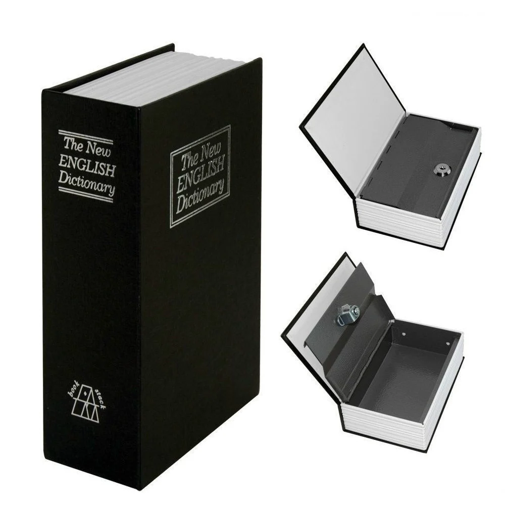 CASSETTA SICUREZZA PORTAVALORI LIBRO PORTA MONETE CHIAVE METALLO 240x155x55 mm - TrAdE Shop Traesio
