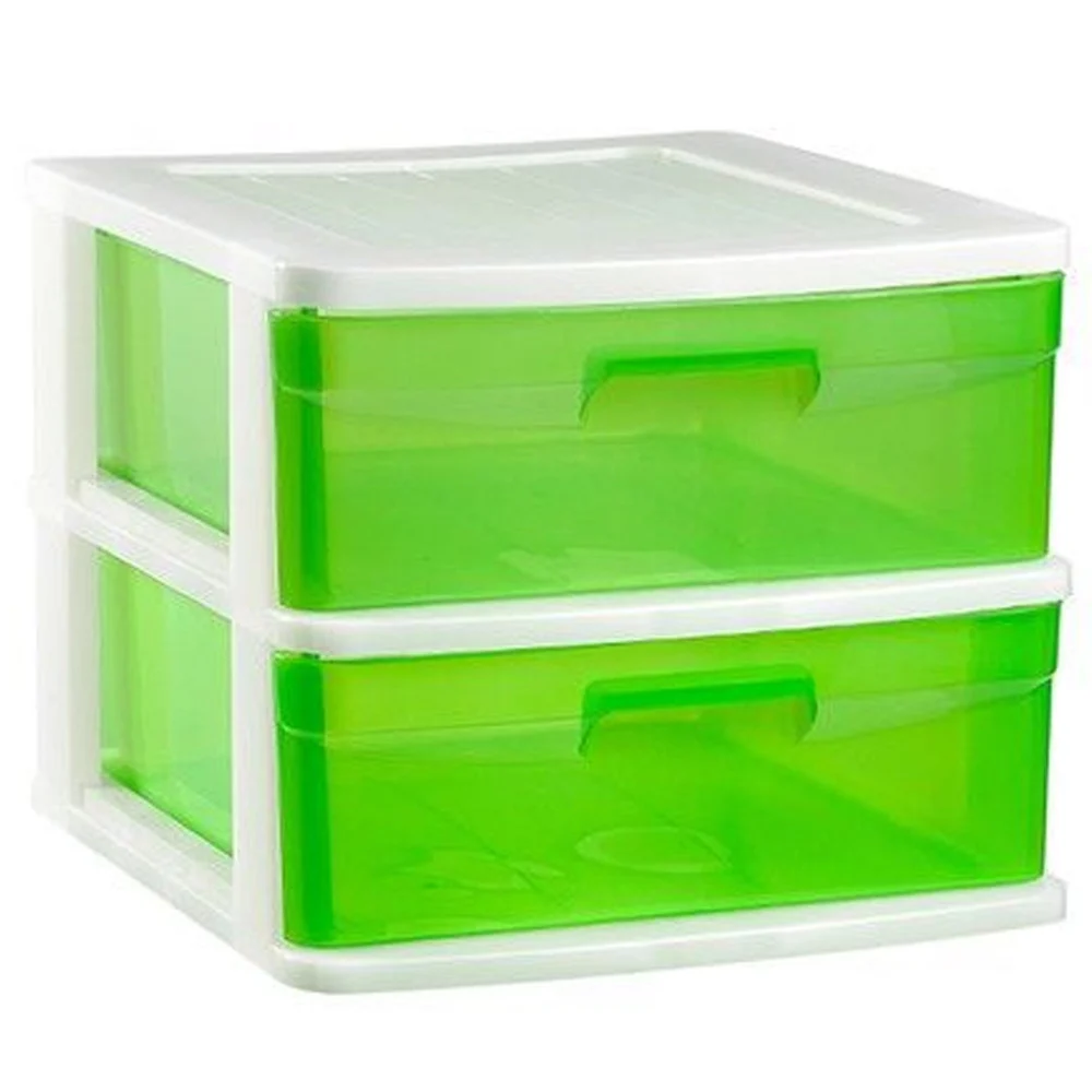 CASSETTIERA A 2 CASSETTI PIANI PER BRICOLAGE E USO DOMESTICO COLORE VERDE PVC - TrAdE Shop Traesio