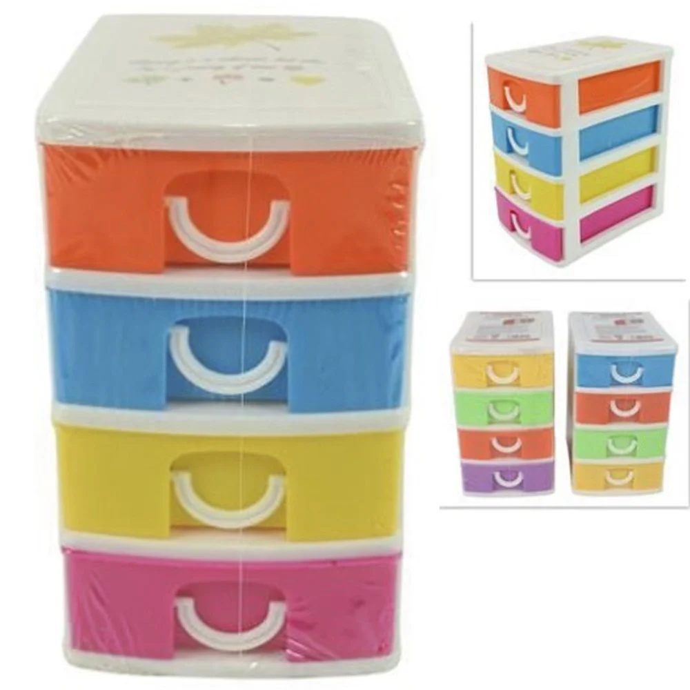CASSETTIERA IN PLASTICA 4 CASSETTI CONTENITORI 15X13X9CM PORTA OGGETTI MULTIUSO - TrAdE Shop Traesio