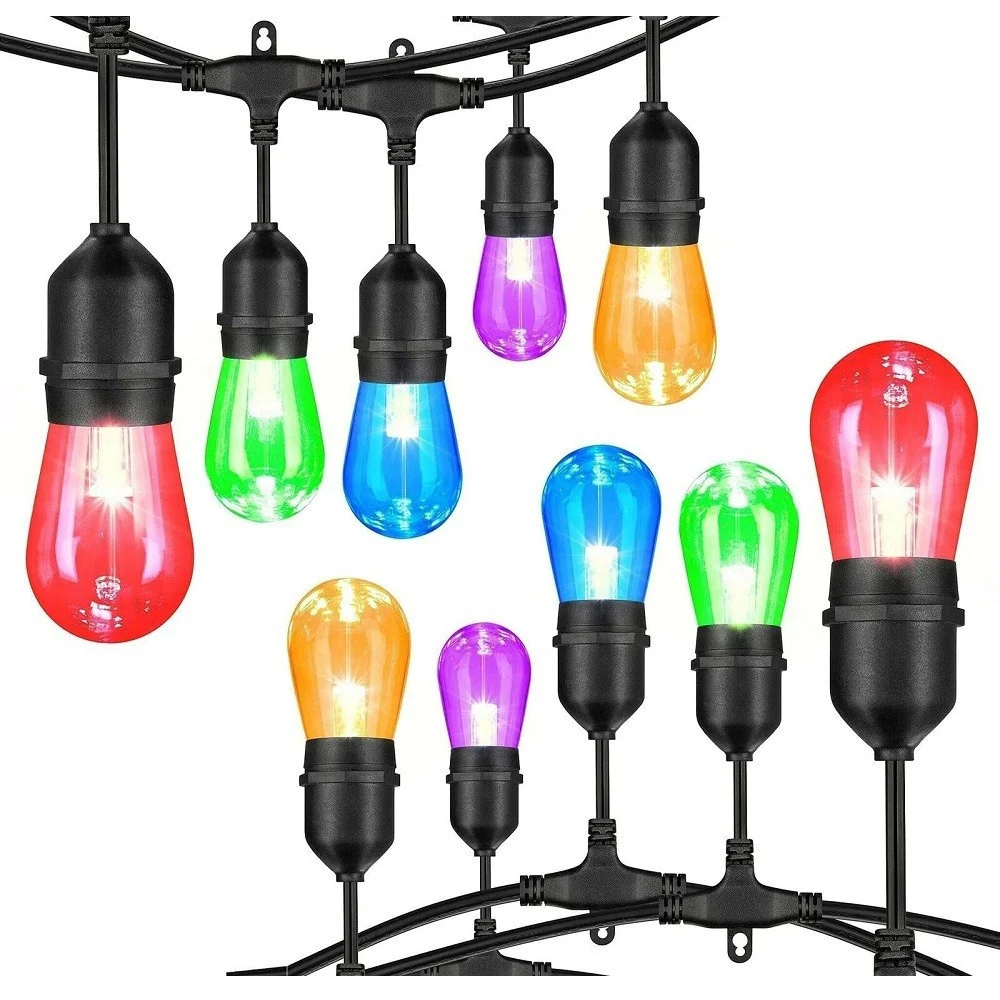 CATENA 10PZ LAMPADE E27 LED COLORATE BLU ROSSA GIALLA VERDE VIOLA PER CATENARIA - TrAdE Shop Traesio