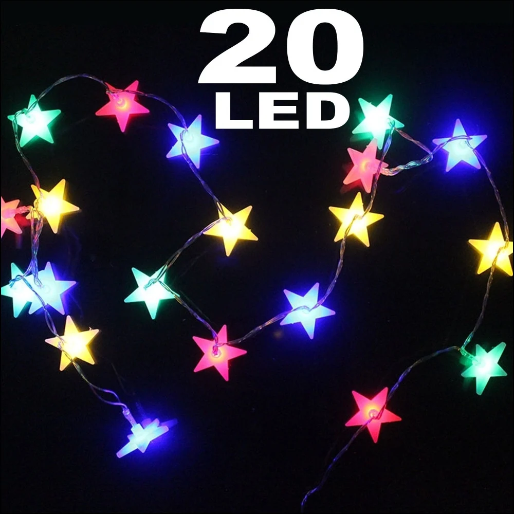 CATENA LUMINOSA 20 LED LUCI MULTICOLOR STELLE A BATTERIA LAMPADINE LUCCIOLE - TrAdE Shop Traesio
