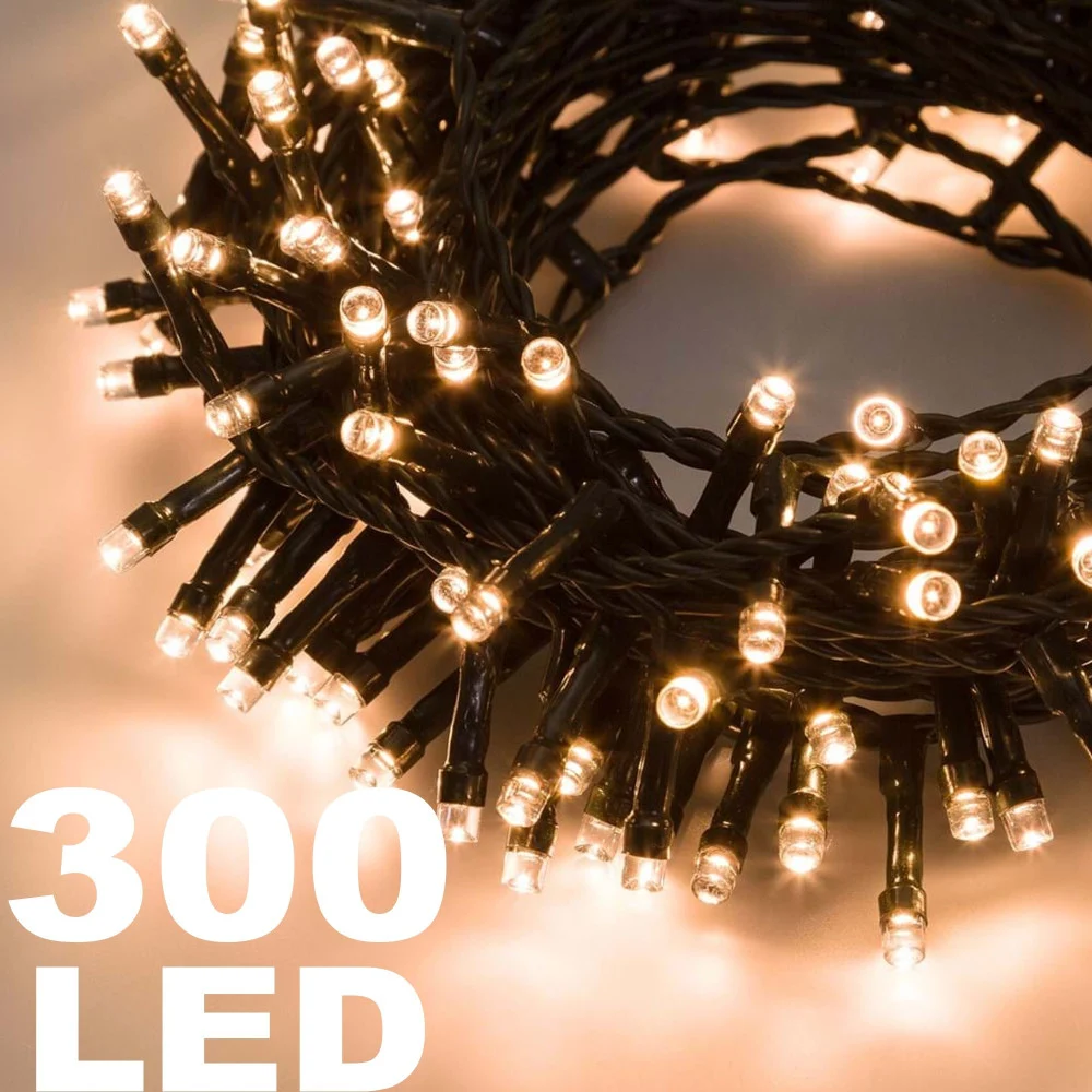 CATENA LUMINOSA 300 LED BIANCO CALDO USO INTERNO CON CONTROLLER 8 FUNZIONI - TrAdE Shop Traesio