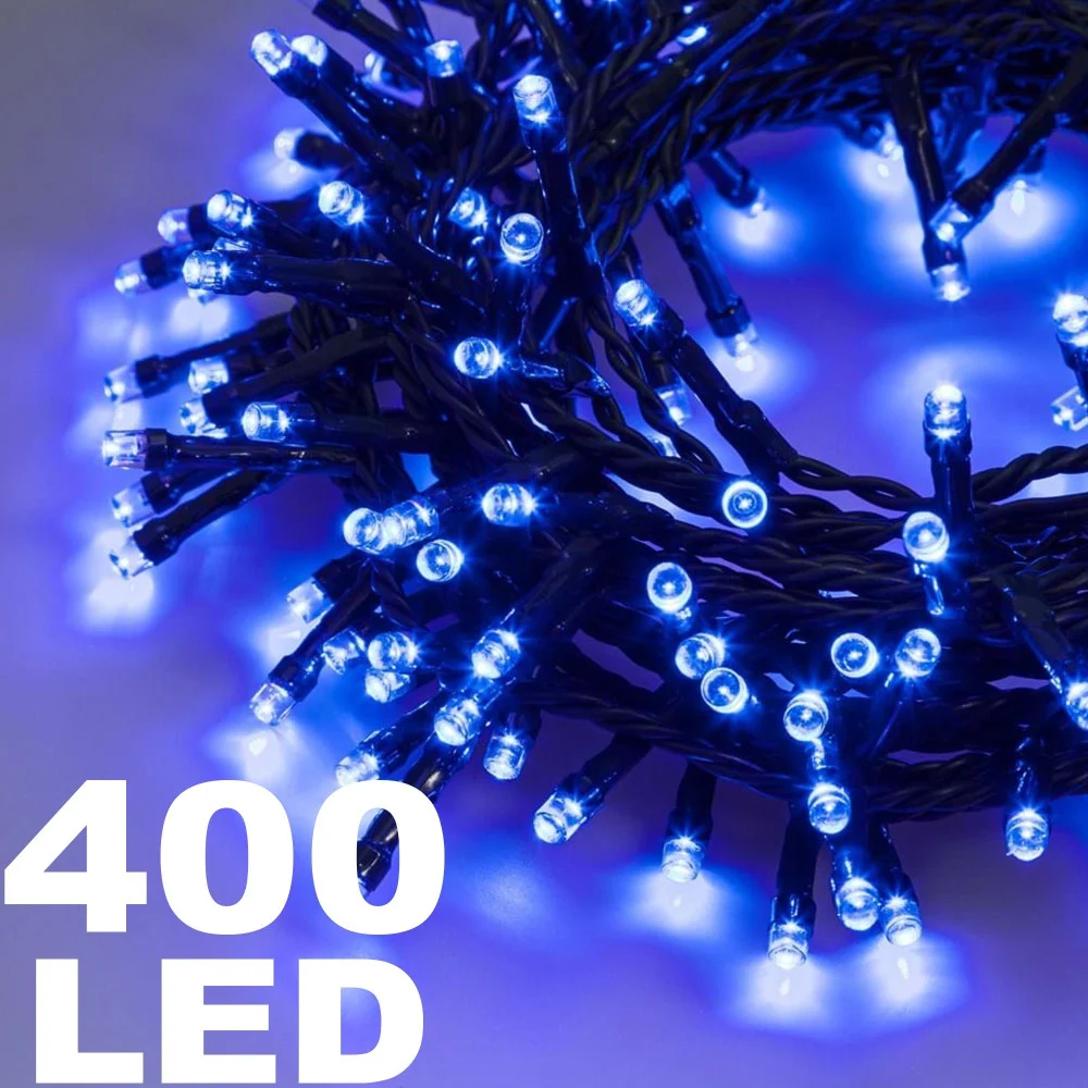 CATENA LUMINOSA 400 LUCI LED LUCCIOLE COLORE BLU CONTROLLER 8 FUNZIONI INTERNO - TrAdE Shop Traesio