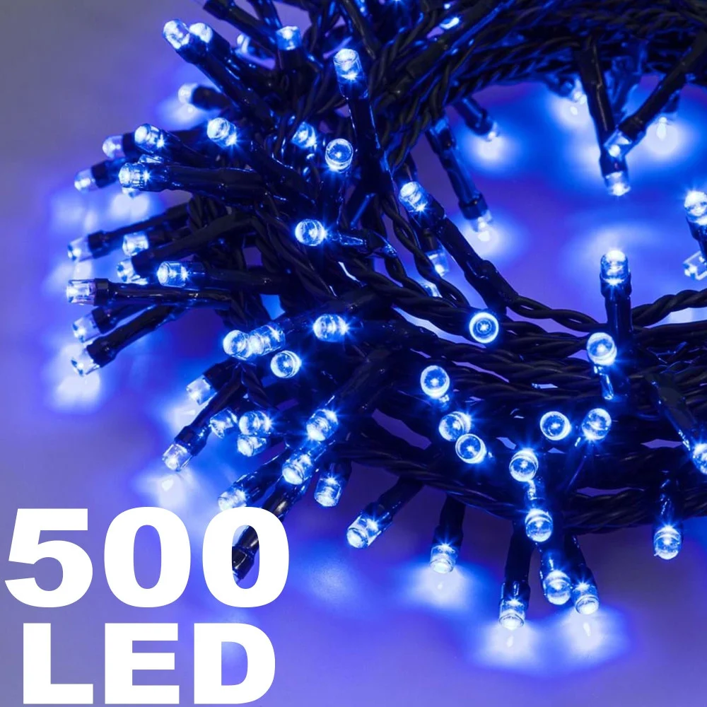 CATENA LUMINOSA 500 LUCI LED LUCCIOLE COLORE BLU CON CONTROLLER USO INTERNO - TrAdE Shop Traesio