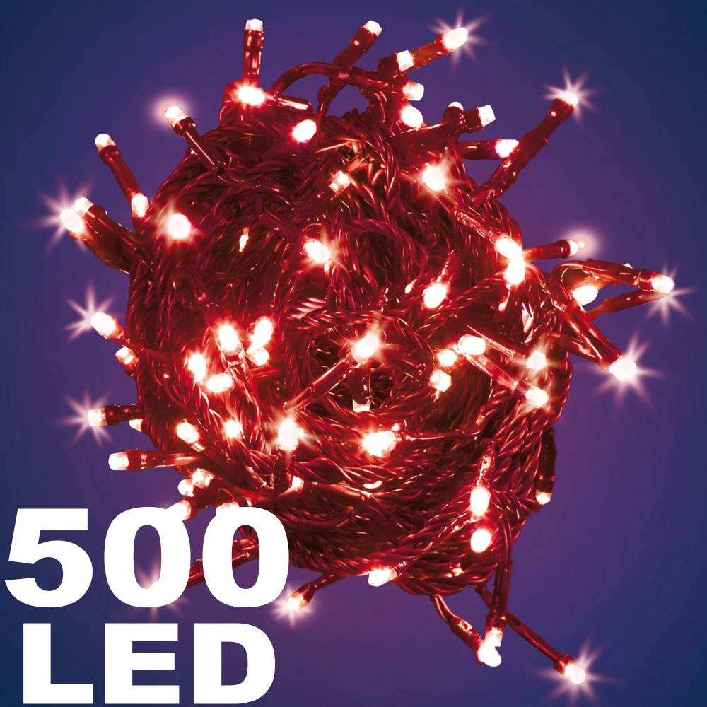 CATENA LUMINOSA 500 LUCI LED LUCCIOLE COLORE ROSSO CON CONTROLLER USO INTERNO - TrAdE Shop Traesio