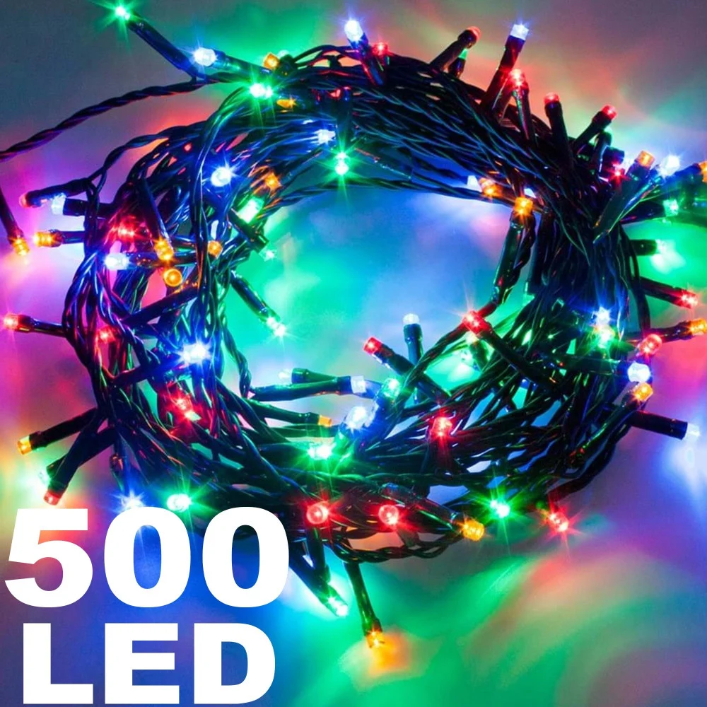 CATENA LUMINOSA 500 LUCI LED LUCCIOLE MULTICOLORE CON CONTROLLER USO INTERNO - TrAdE Shop Traesio