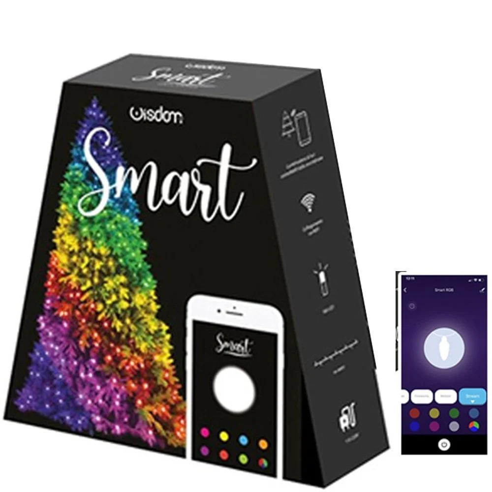 CATENA LUMINOSA PER ALBERO CONTROLLO REMOTO TRAMITE APP WIFI SMART 180 LED RGB - Wisdom