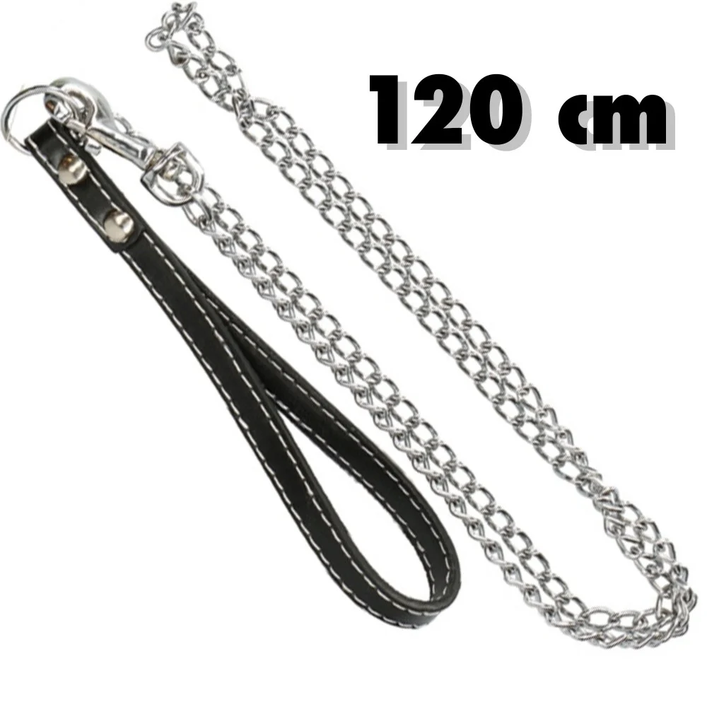 CATENA PER CANE GUINZAGLIO CANI 120CM CON GANCIO ACCIAIO E MANIGLIA IN CUOIO - TrAdE Shop Traesio