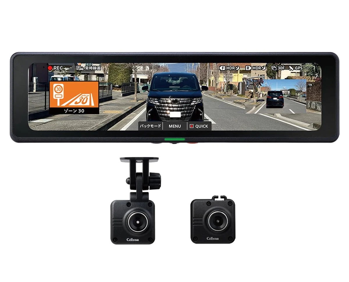 Cellstar CS-2000SM 10 2in Digital Inner-Mirror Dash Cam Front/Rear FullHD 32GB