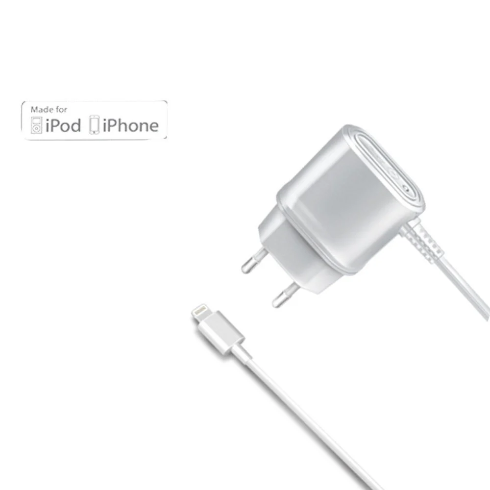 CARICABATTERIE DA RETE DA 1A CON CONNETTORE LIGHTNING MFI BIANCO WHITE - TrAdE Shop Traesio