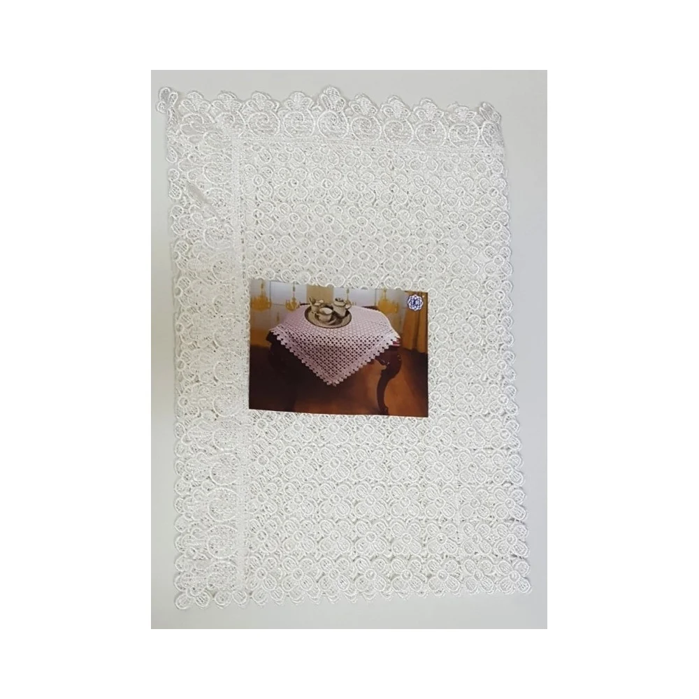 CENTRINO CENTROTAVOLA BIANCO AVORIO QUADRATO MERLETTO CENTRO TAVOLA 80X80CM - TrAdE Shop Traesio