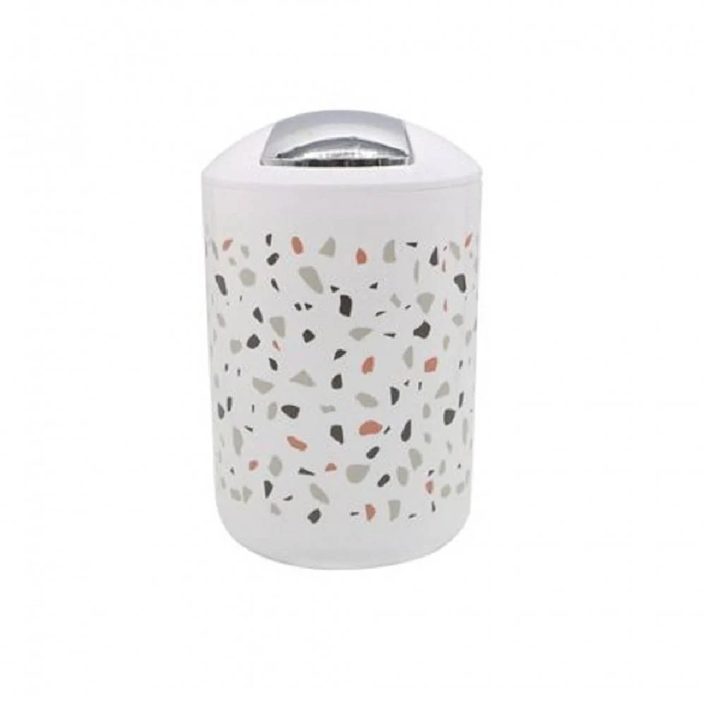 CESTINO PATTUMIERA ARREDO BAGNO GRANIGLIA BIANCO MULTICOLORE 19.5X30.5 CM 69844 - Cleafe