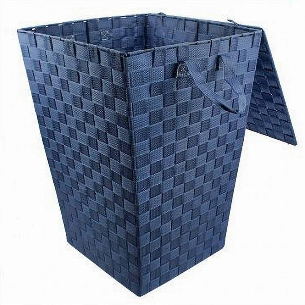 CESTO CESTINO PORTATUTTO PORTAOGGETTI BAGNO CASA CON COPERCHIO 35X52CM 79106 BLU - Cleafe