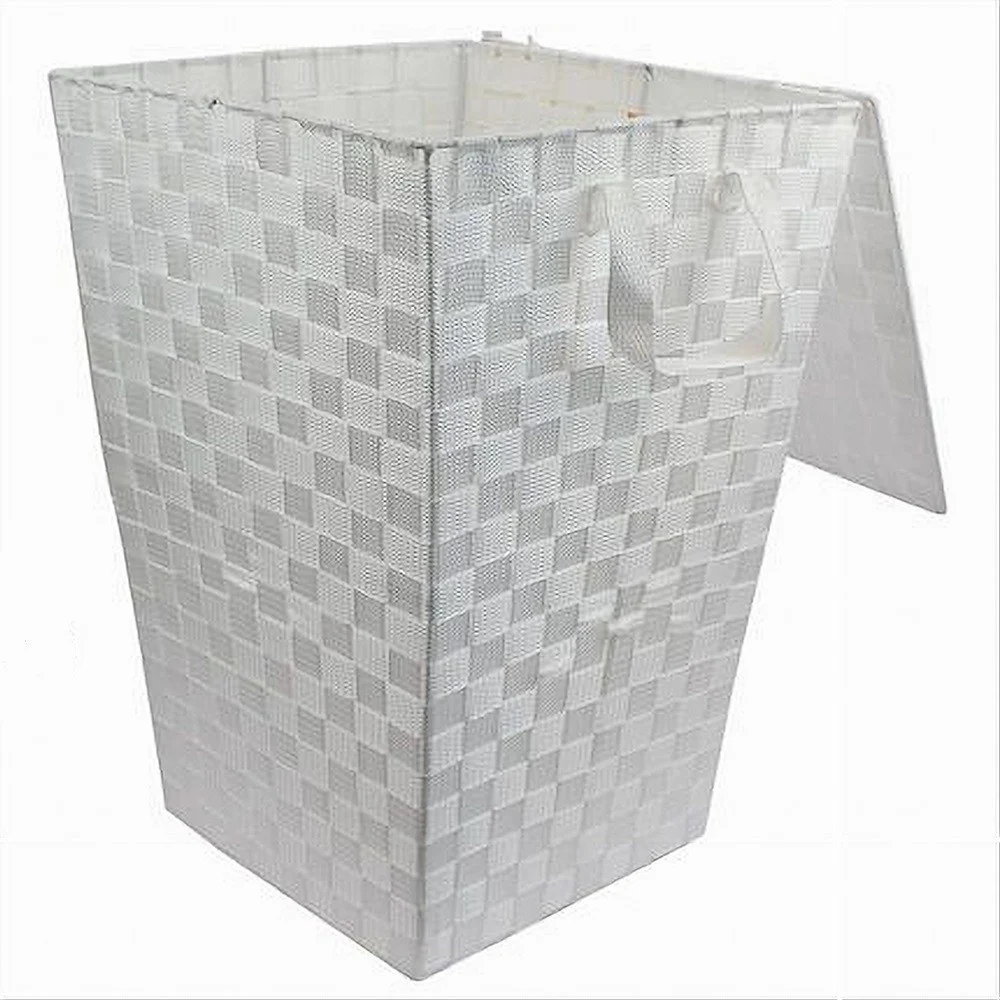 CESTO CESTINO PORTATUTTO PORTAOGGETTI BAGNO CASA COPERCHIO 35X52CM 79103 BIANCO - Cleafe