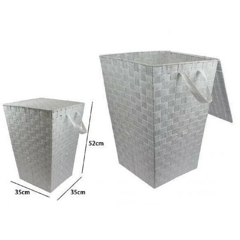 CESTO CESTINO PORTATUTTO PORTAOGGETTI CASA COPERCHIO 35X52CM 79102 GRIGIO CHIARO - TrAdE Shop Traesio