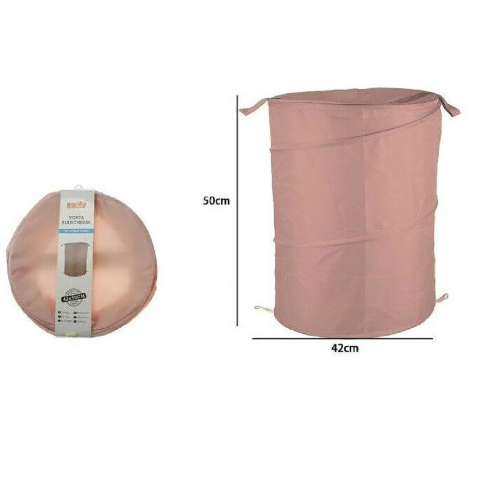 CESTO CONTENITORE PORTA BIANCHERIA BUCATO GIOCHI PIEGHEVOLE 42 X 50CM ROSA 79851 - TrAdE Shop Traesio