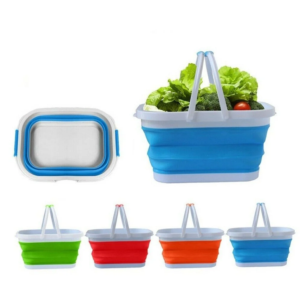 CESTO PIEGHEVOLE IN SILICONE MULTIUSO BAGNO CUCINA PIC NIC ALIMENTI 38X27X19CM - TrAdE Shop Traesio