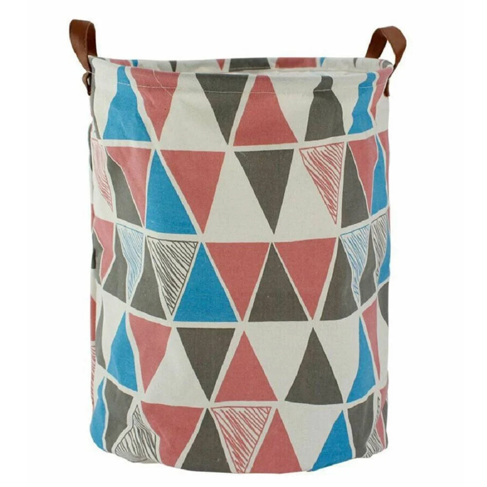CESTO SACCO PORTA BIANCHERIA BAGNO PIEGHEVOLE MANICI TESSUTO ROMBI 40X50CM 10524 - Cleafe