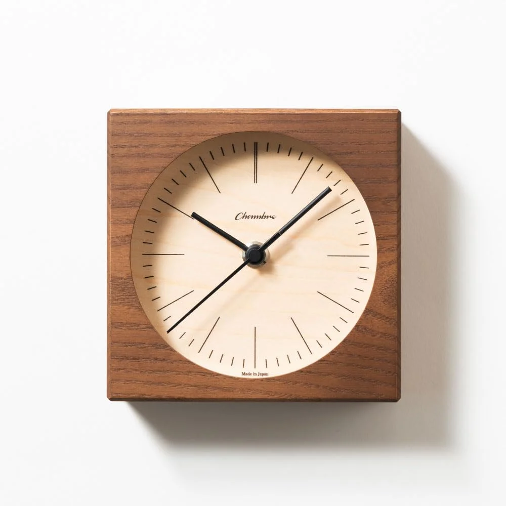 CHAMBRE Orologio da tavolo silenzioso in legno CH-075DB Made in Japan Dark Brown