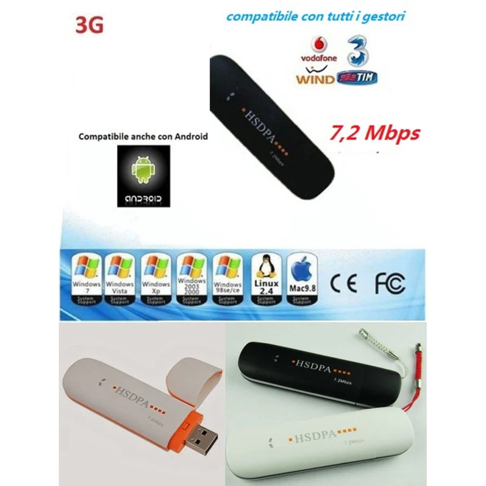 CHIAVETTA INTERNET KEY 3G MODEM USB ANTENNA UNIVERSALE PER ANDROID TABLET PC - TrAdE Shop Traesio