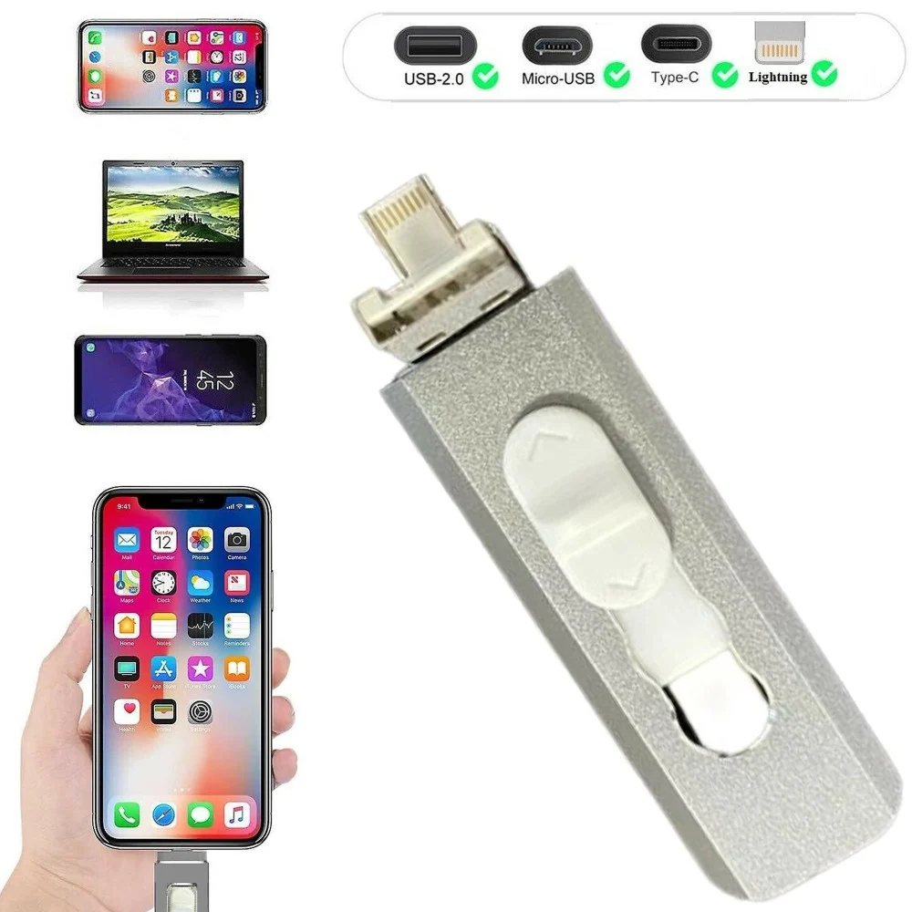 CHIAVETTA PEN DRIVE FLASHDRIVE DA 128GB 4 IN 1 USB PER IPHONE IOS ANDROID TYPE C - TrAdE Shop Traesio