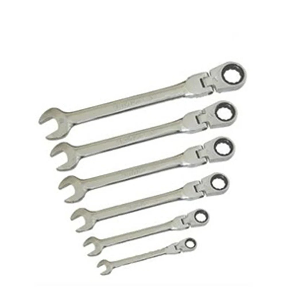 Chiavi combinate a cricchetto con snodo set 6pz in acciaio cromo vanadio - TrAdE Shop Traesio