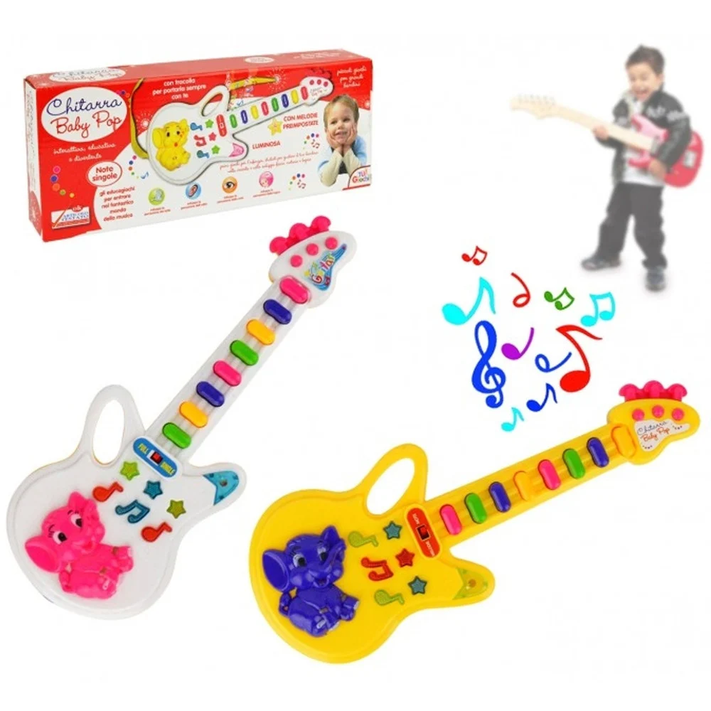 CHITARRA GIOCATTOLO BABY POP CON LUCI MELODIE PREIMPOSTATE E TRACOLLA - TrAdE Shop Traesio