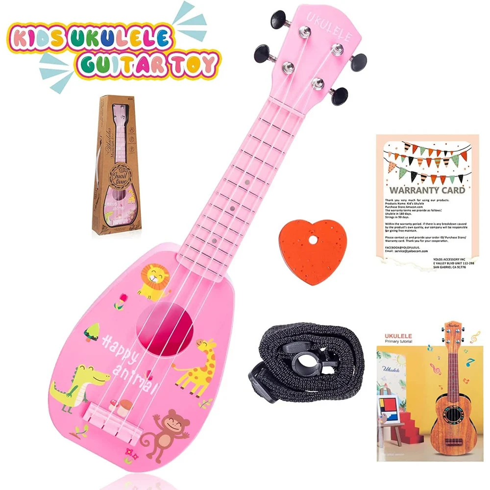 CHITARRA UKULELE CON 4 CORDE GIOCATTOLO IN PLASTICA DA 44 CM PER BAMBINI Q-GU05