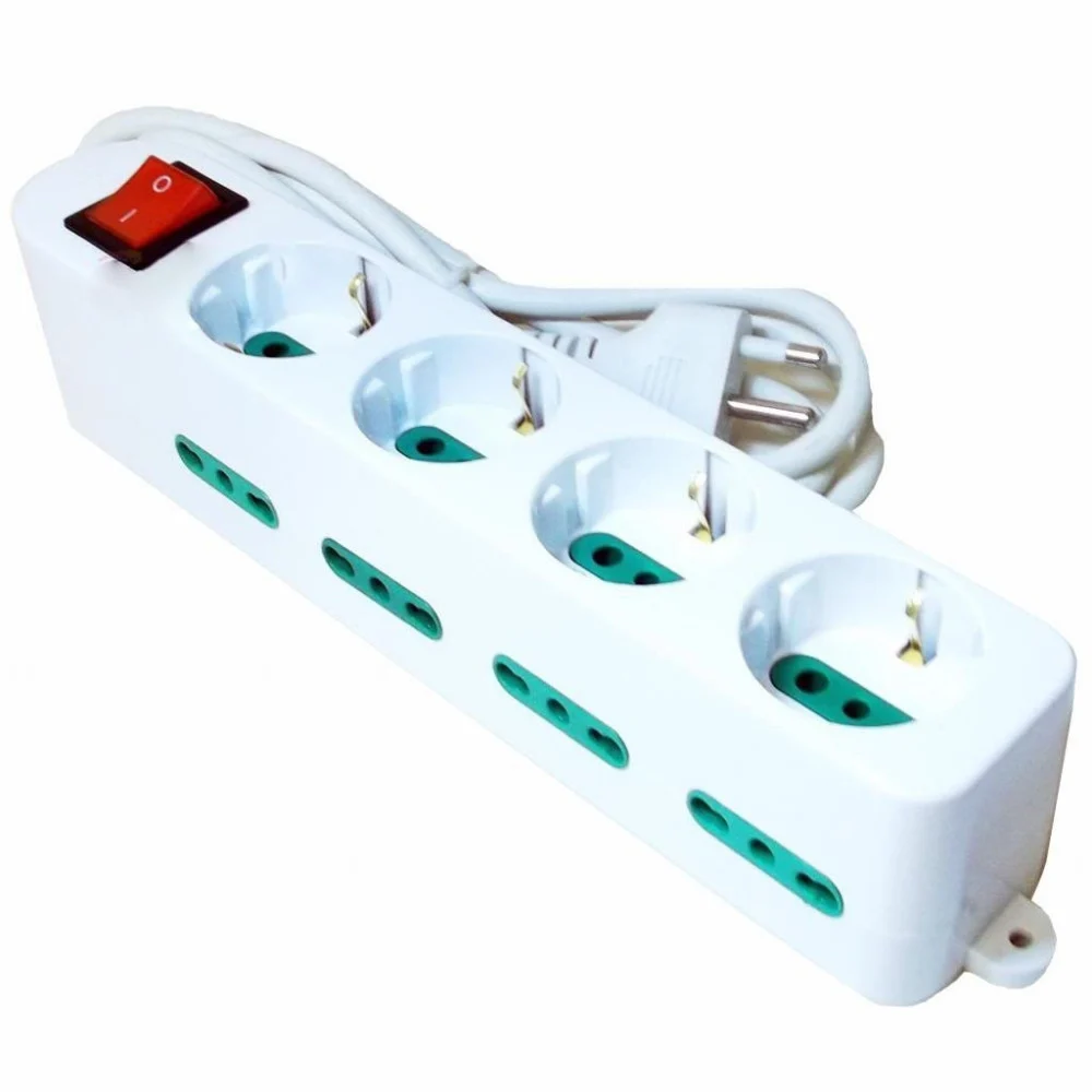 CIABATTA MULTIPRESA ELETTRICA 12 POSTI 4 SCHUKO PRESA INTERRUTTORE SICUREZZA - TrAdE Shop Traesio