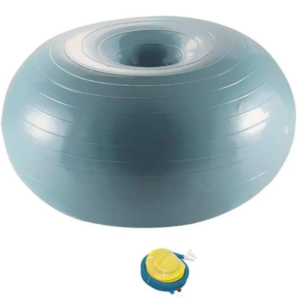 CIAMBELLA PALLA GONFIABILE ALLENAMENTO ESERCIZIO YOGA PILATES CON POMPA GRIGIO - TrAdE Shop Traesio